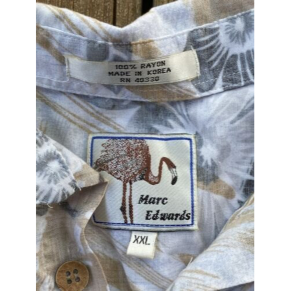 Marc Edwards Men's Rayon XXL Gray Floral Hawaiian Short Sleeve Button Up Shirt - Picture 8 of 9